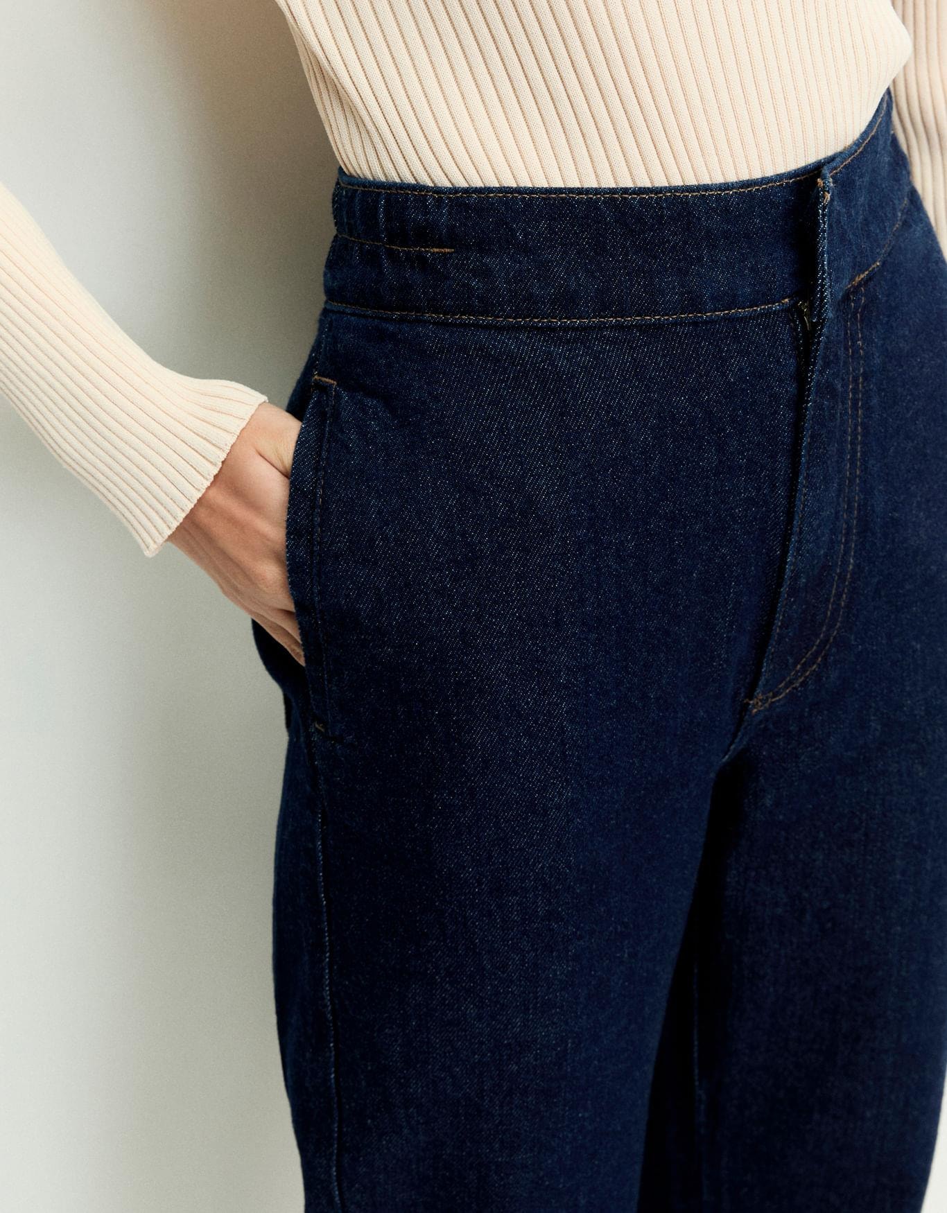 Calça Jeans Reta Elástico