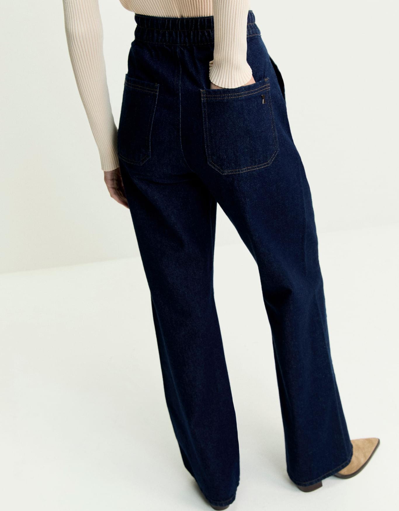 Calça Jeans Reta Elástico