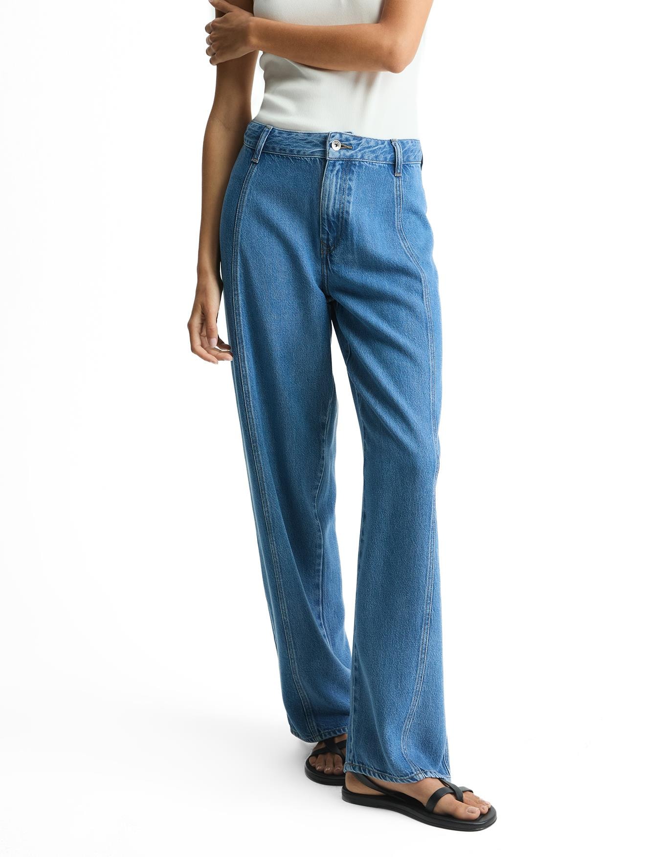 Calça Jeans Reta Recorte