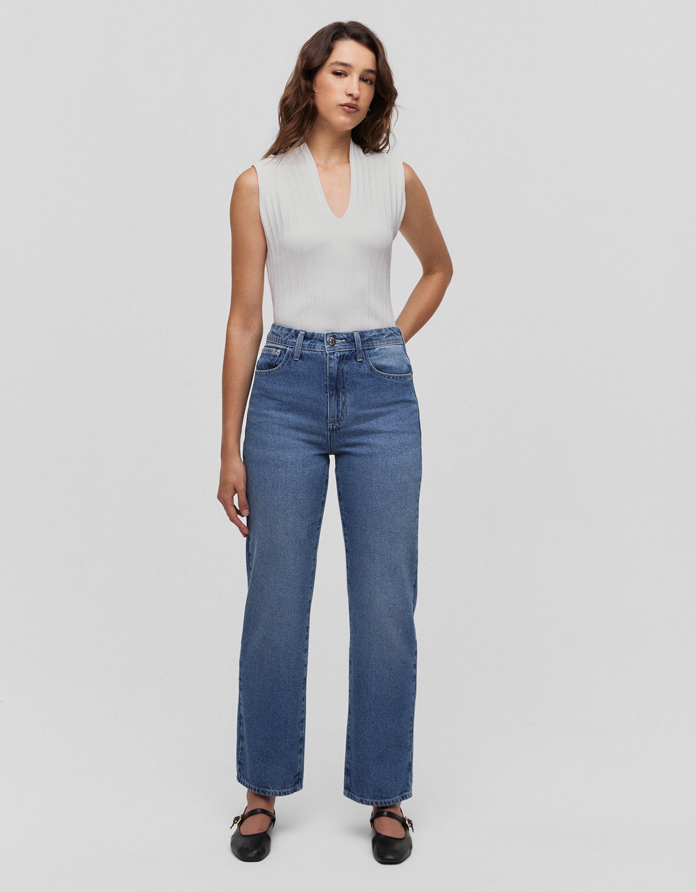 Calça Jeans Reta Slim Delave