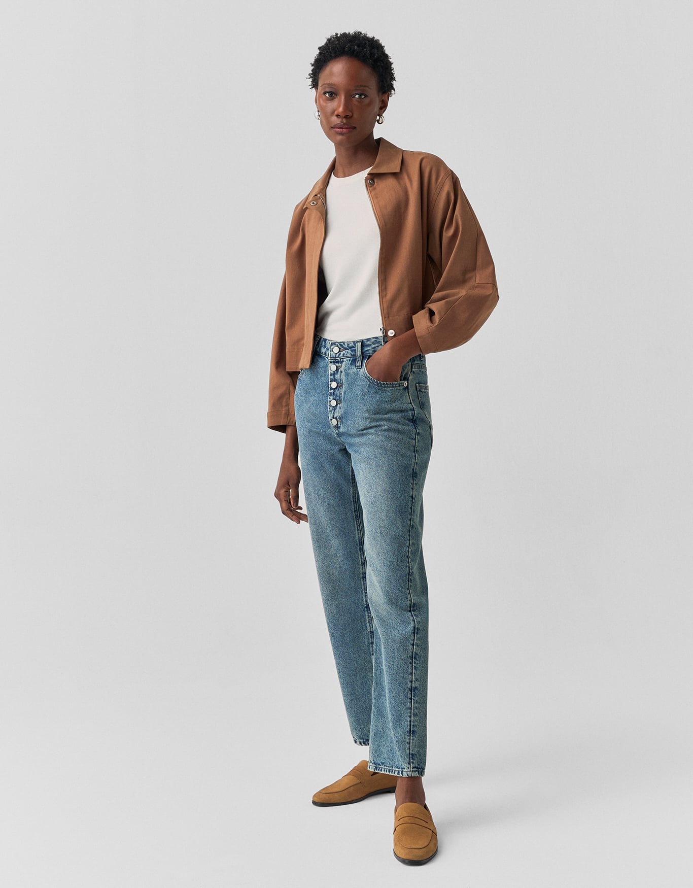 Calça Jeans Slim Botões