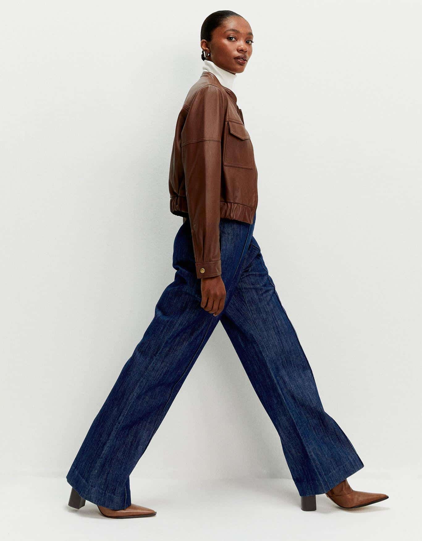 Calça Jeans Wide Friso