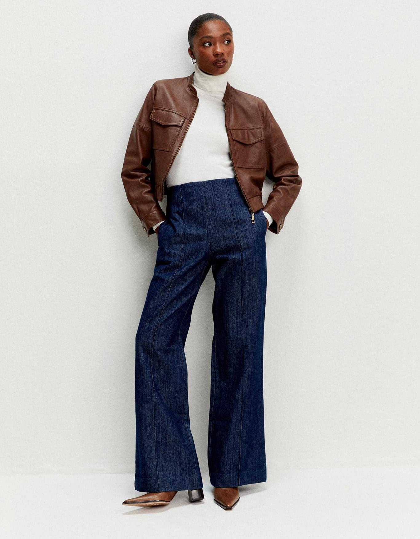 Calça Jeans Wide Friso