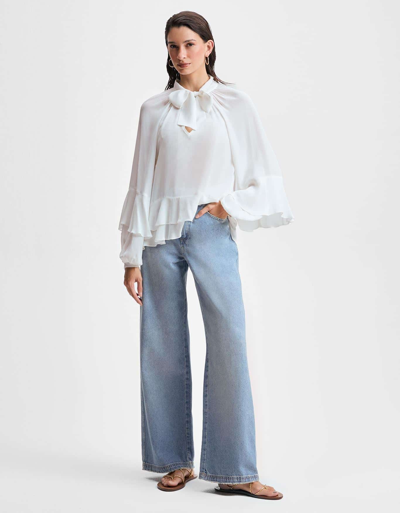 Calça Jeans Wide  Jeans Claro