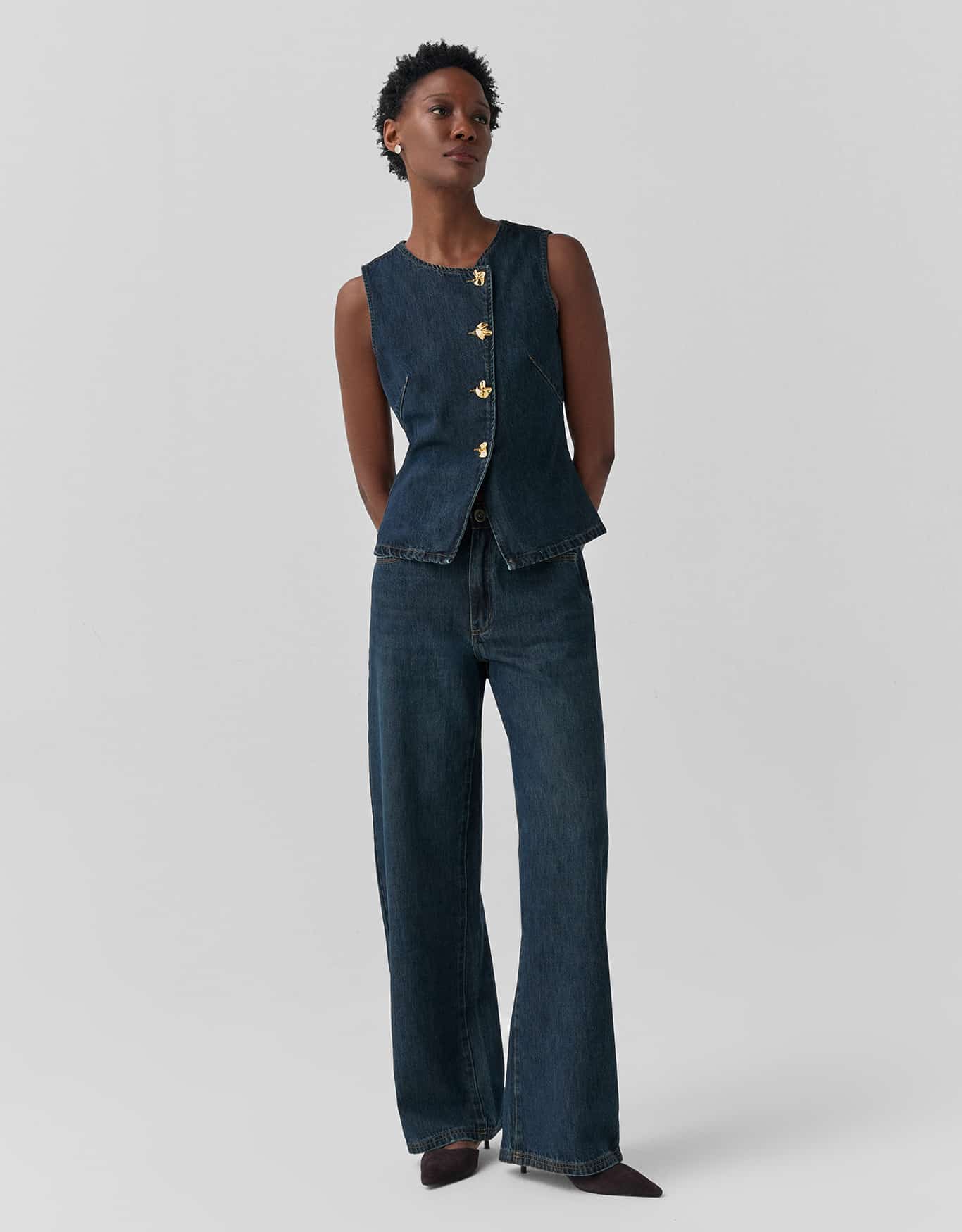 Calça Jeans Wide Pesponto Triplo