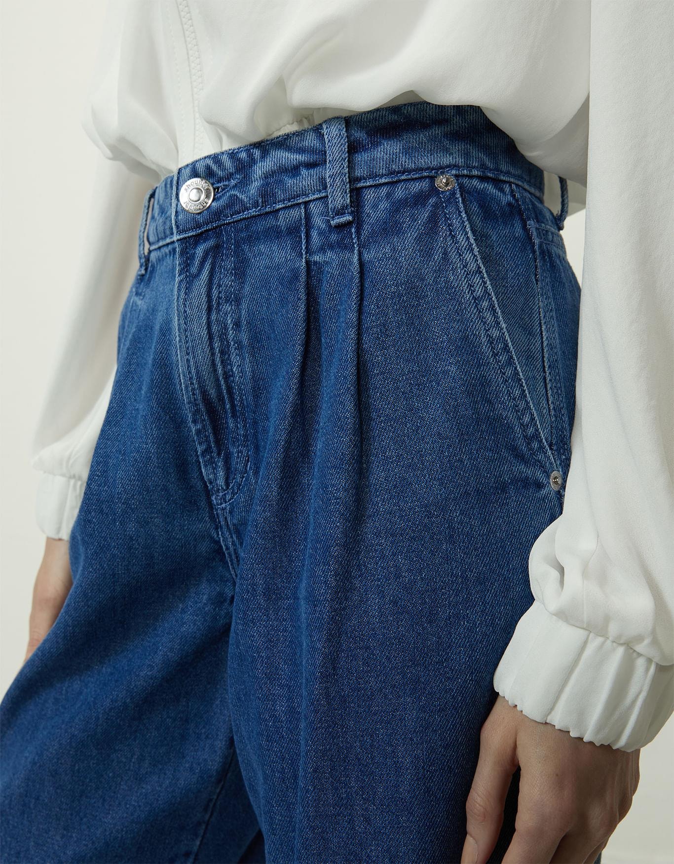 Calça Jeans Wide Pregas
