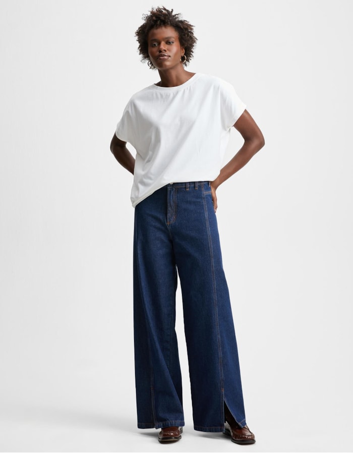 Shoulder — Calça Jeans Wide Recorte Frente