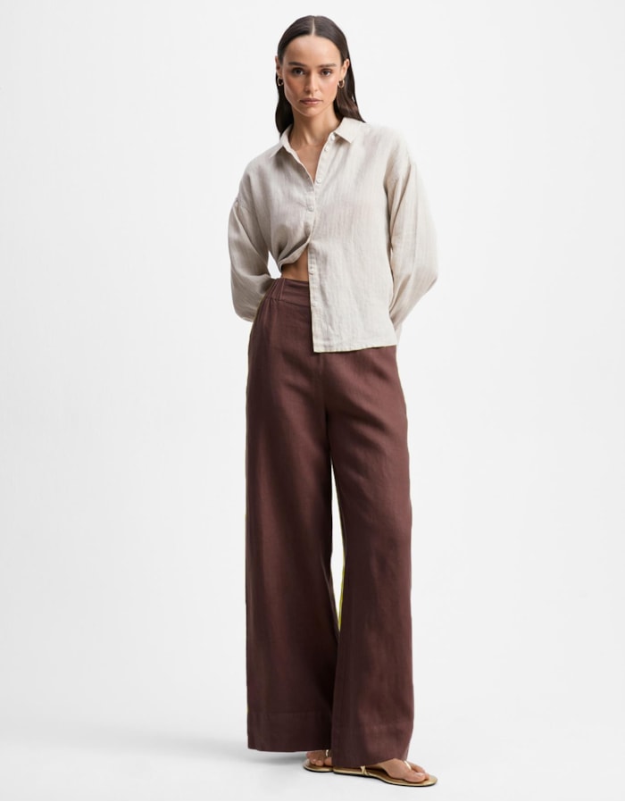 Shoulder — Calça Linho Elástico Cintura