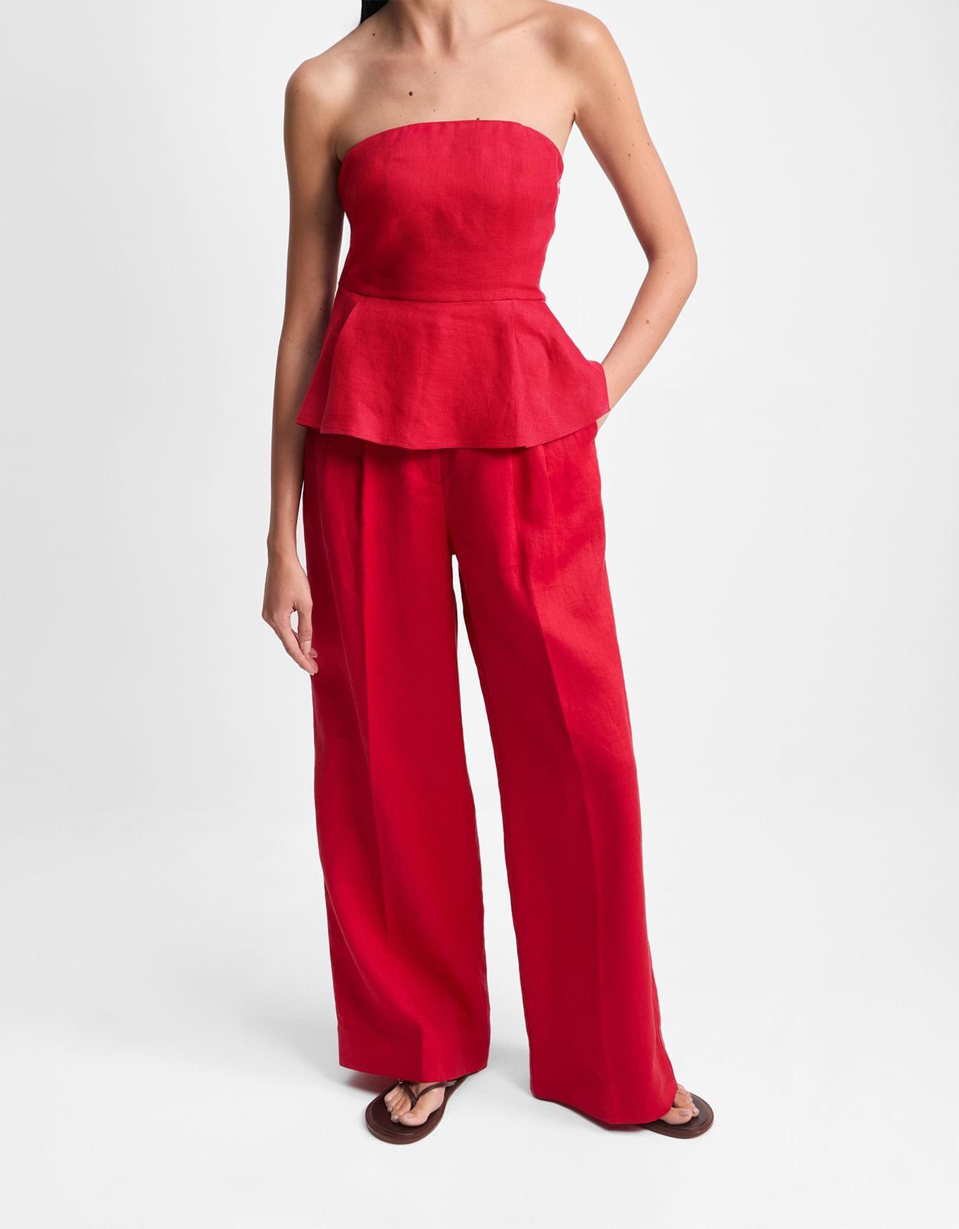 Calça Linho Pantalona Alfaiatada