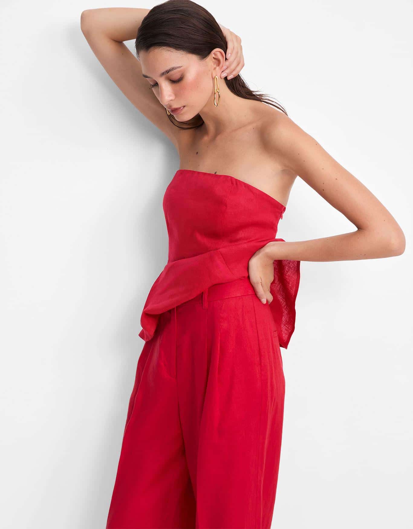 Calça Linho Pantalona Alfaiatada