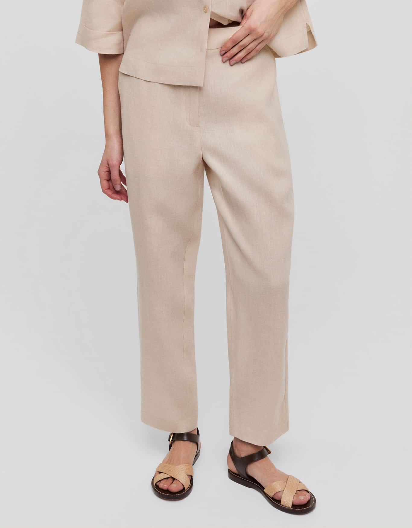 Calça Linho Slim Bege