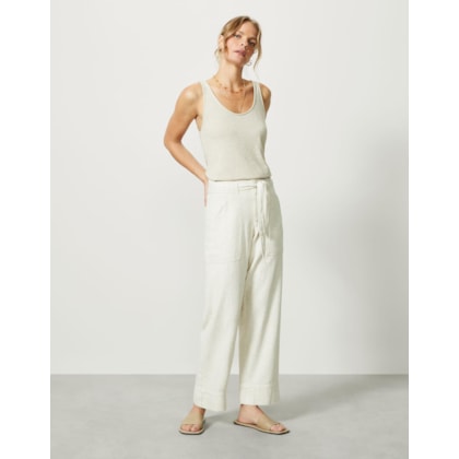 Calça Natural Reta Com Faixa