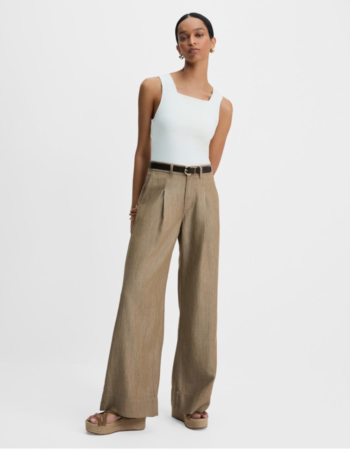 Shoulder — Calça Pantalona Alfaiatada Pregas