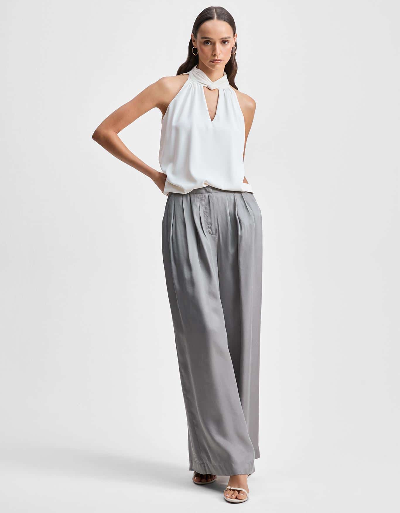 Calça Pantalona Cinza