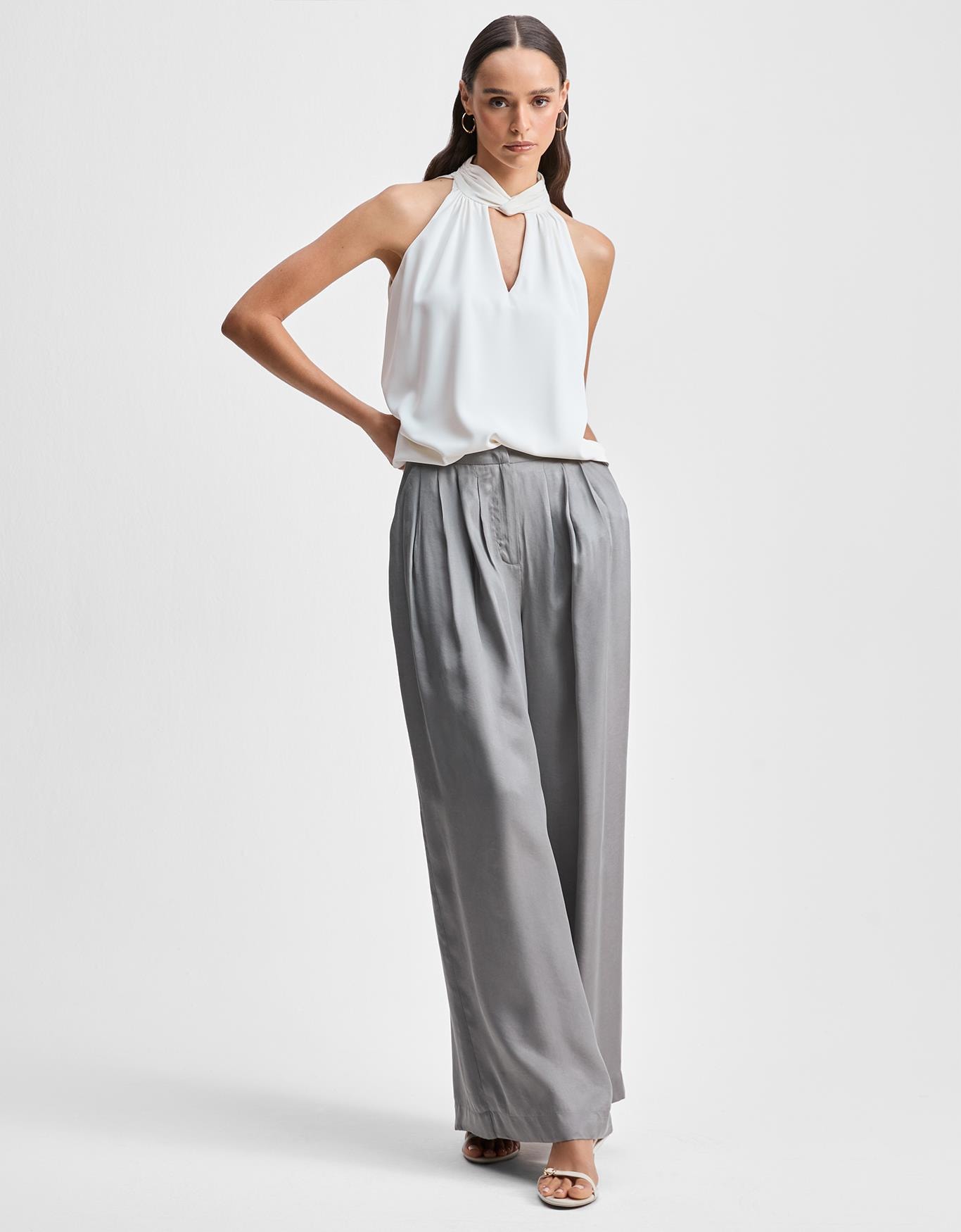 Calça Pantalona Cinza