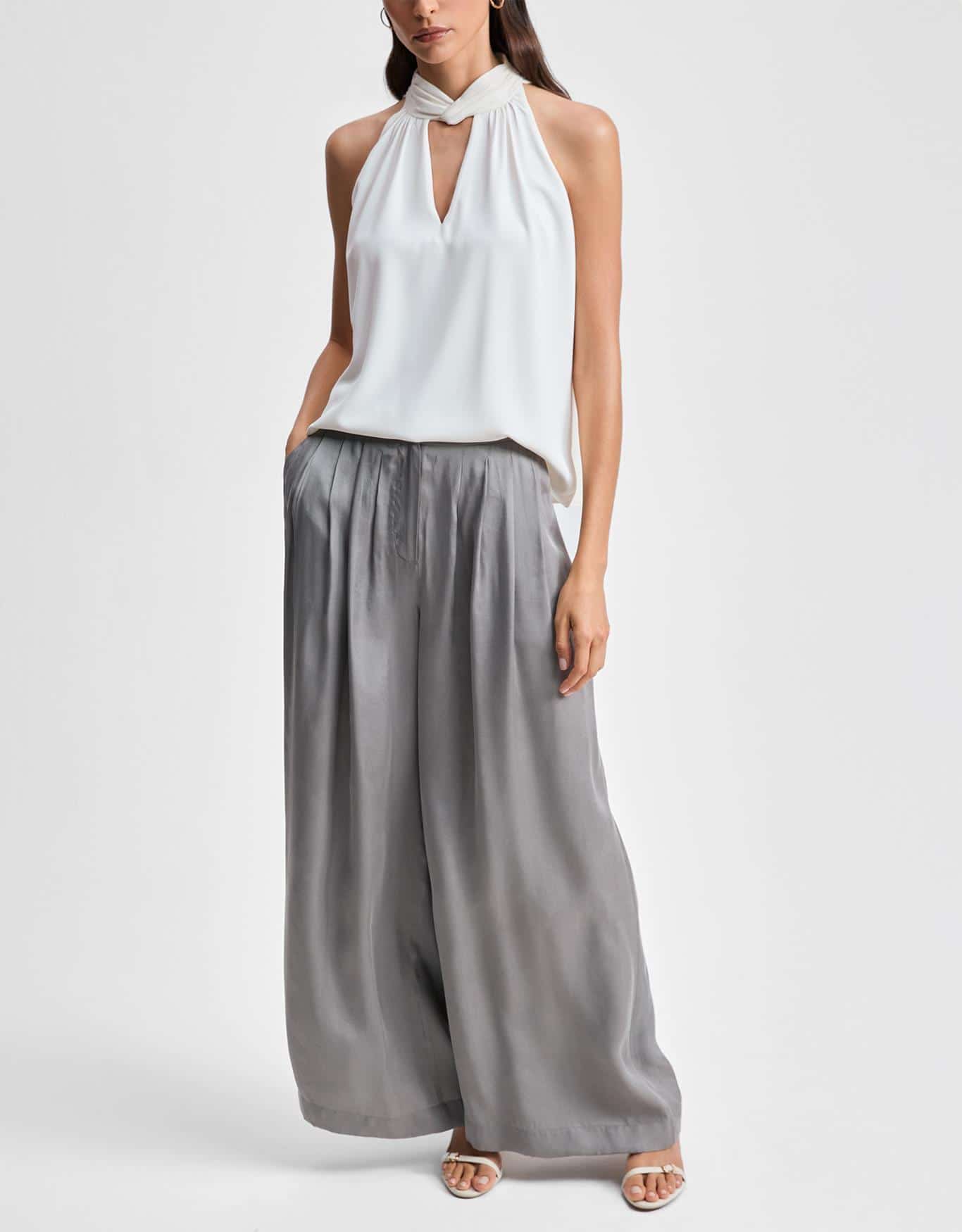 Calça Pantalona Cinza