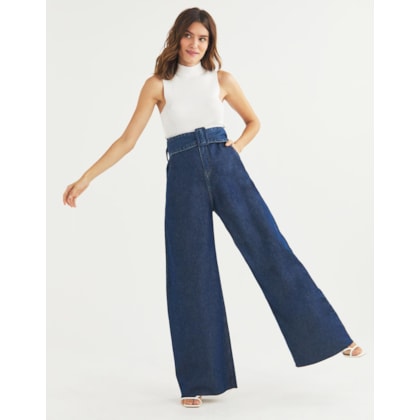 Calça Pantalona Com Cinto