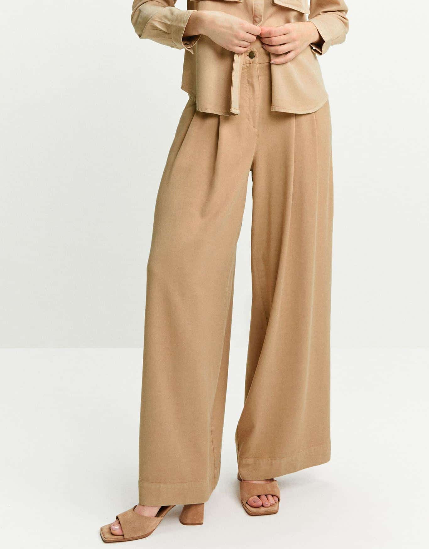 Calça Pantalona Com Pregas Liocel