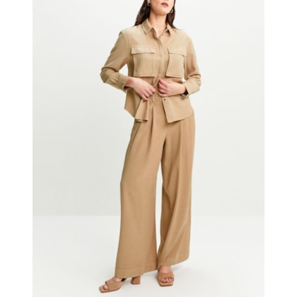 Calça Pantalona Com Pregas Liocel