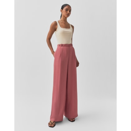Calça Pantalona Detalhe Botões