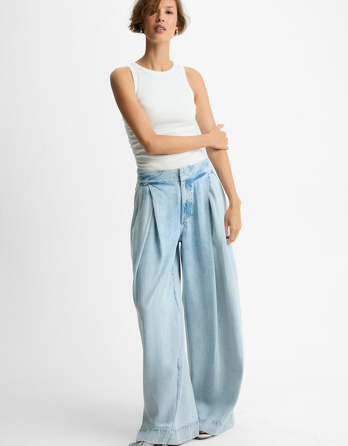 Calça Pantalona Pregas