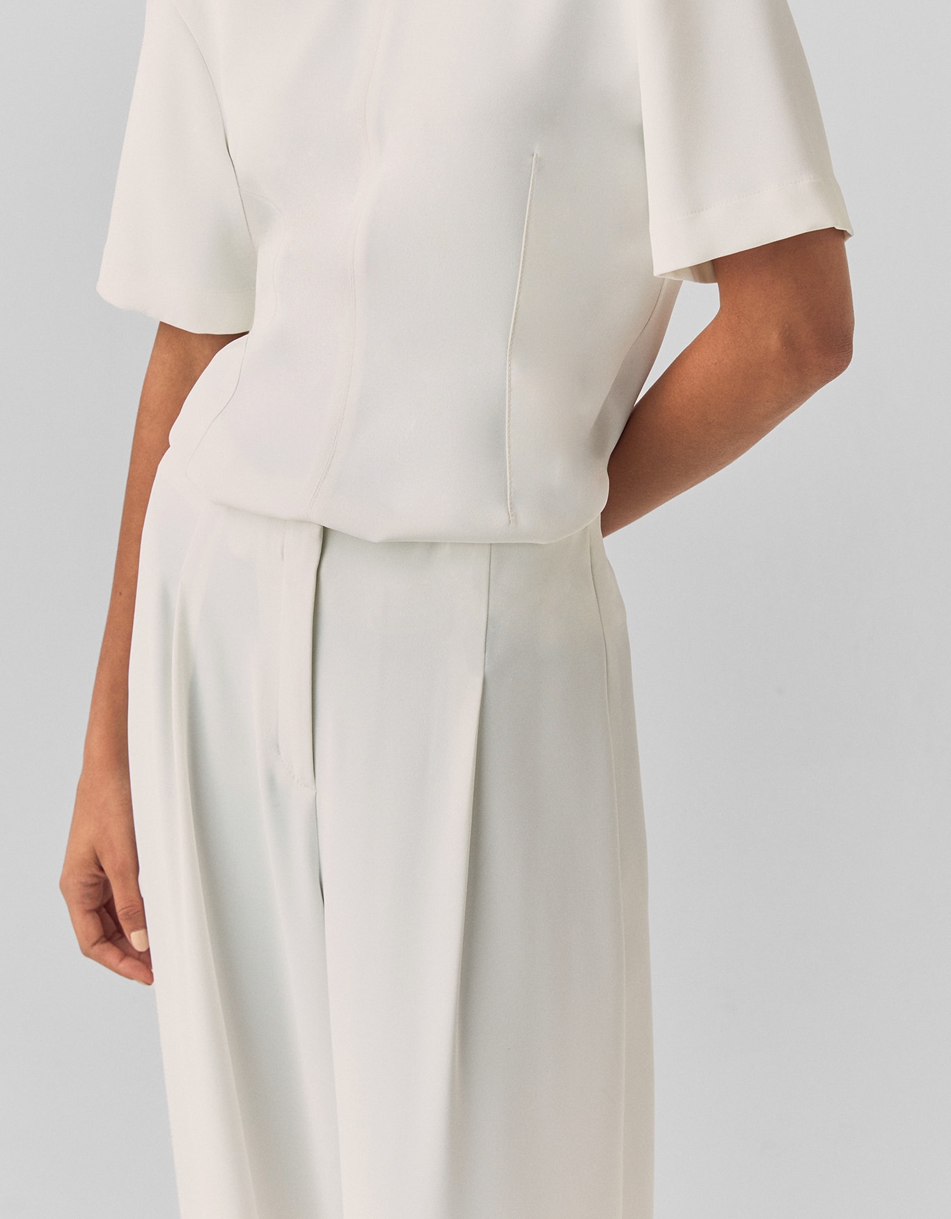 Calça Pantalona Pregas Off White