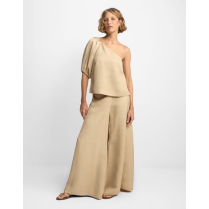 Calça Pantalona Recortes Pespontados