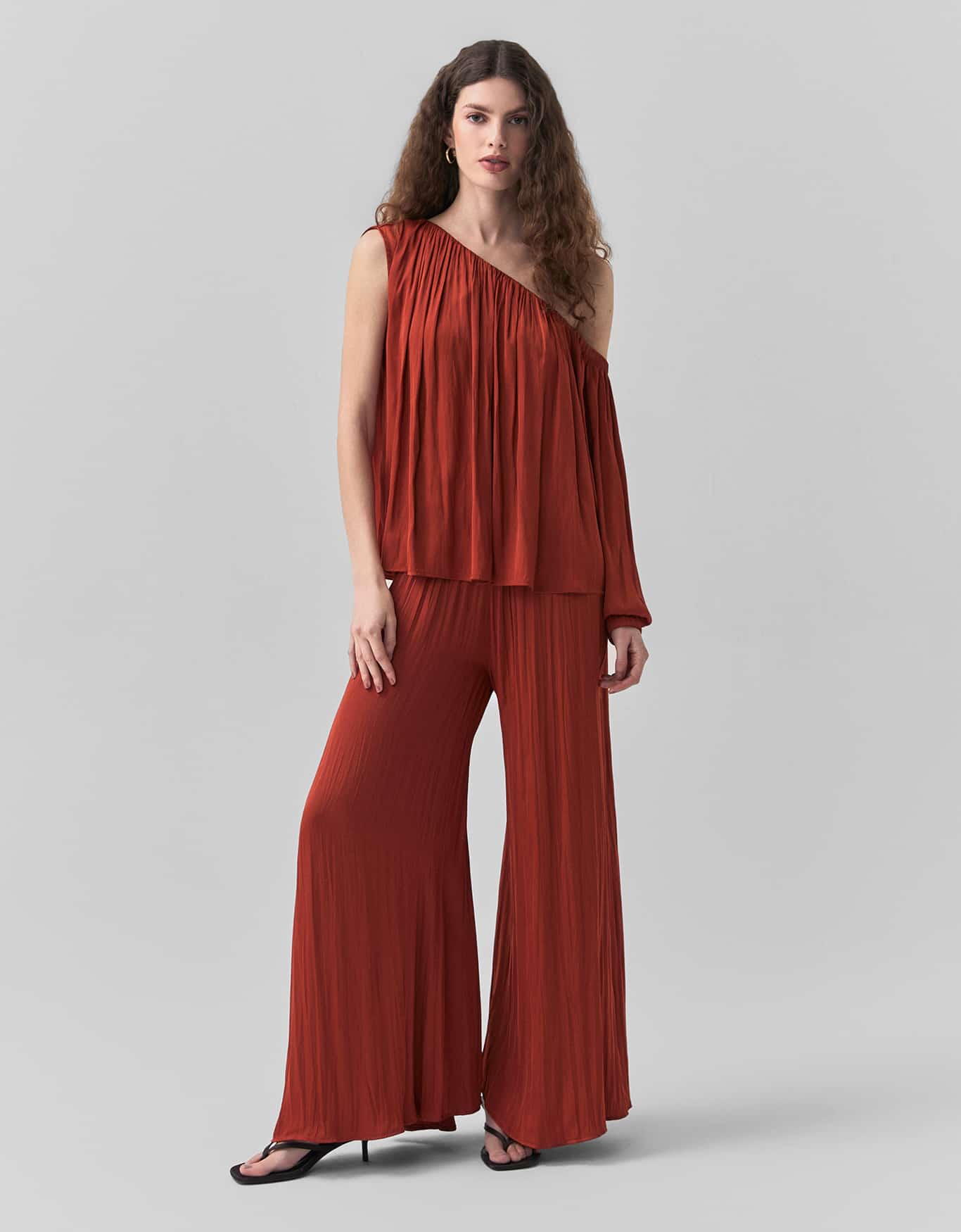 Calça Pantalona Texturizada