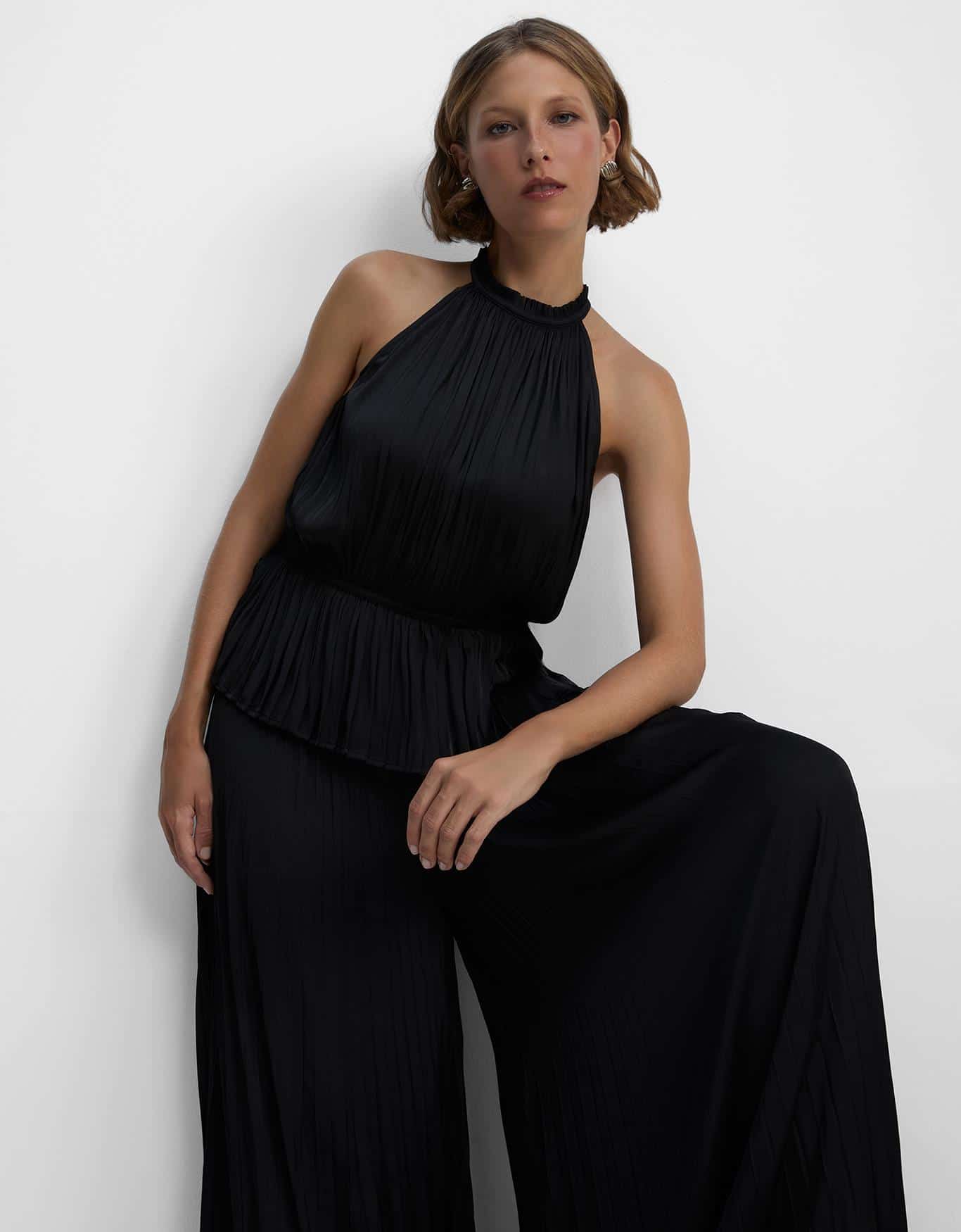 Calça Plissada Acetinada