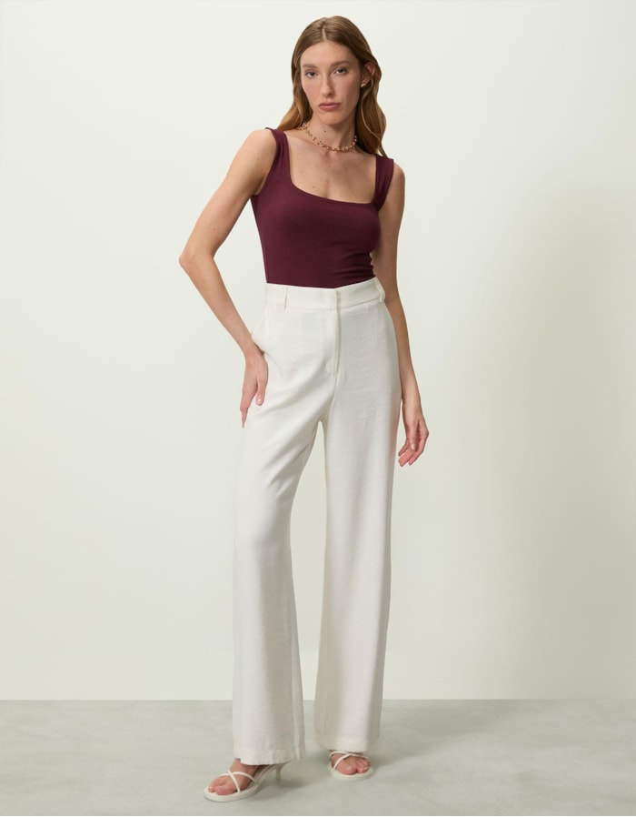 Calça Reta Alfaiatada Off White