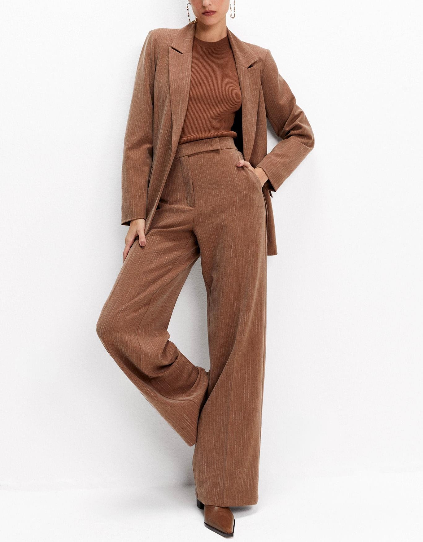 Calça Reta Alfaiataria Camel