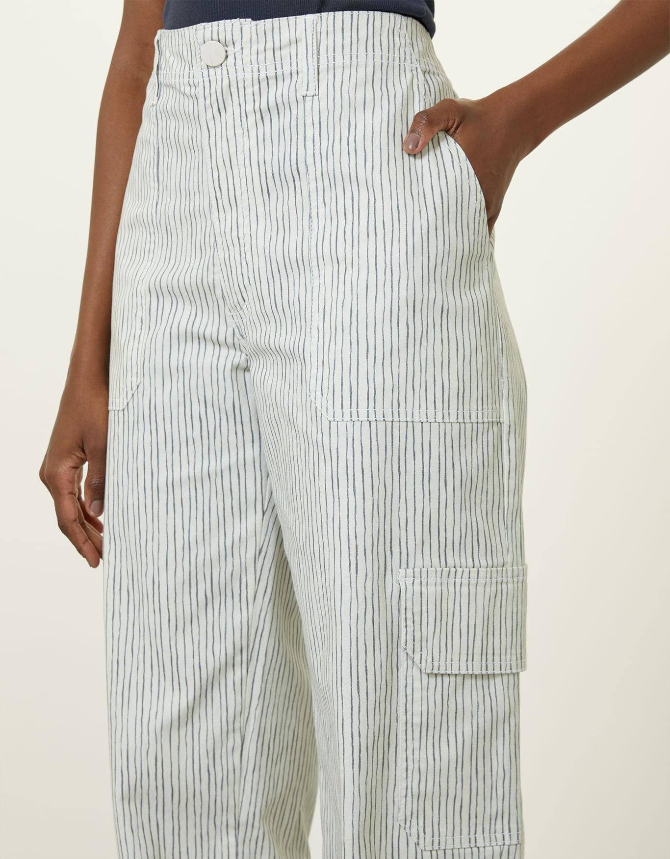Calça Reta Cargo Listra Orgânica Azul
