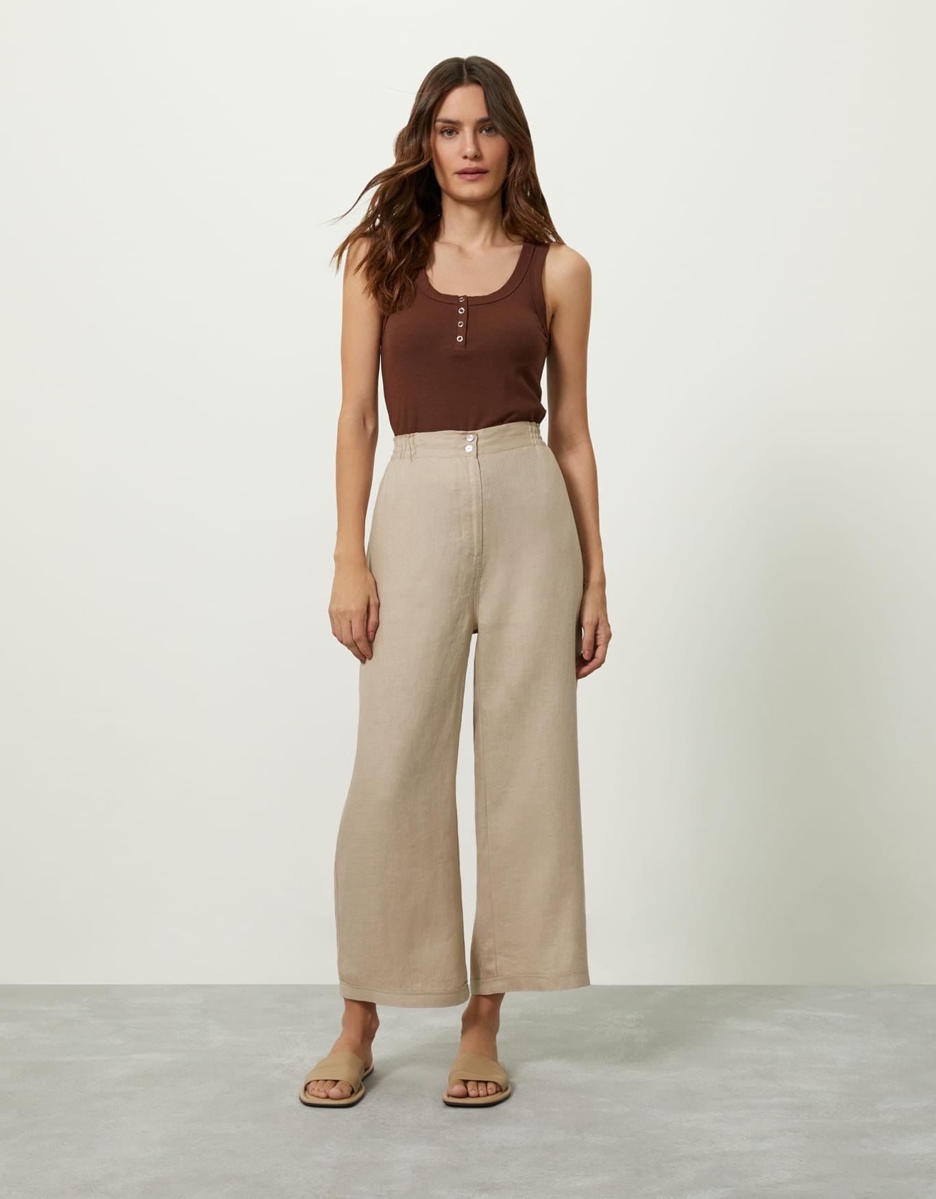 Calça Reta De Linho