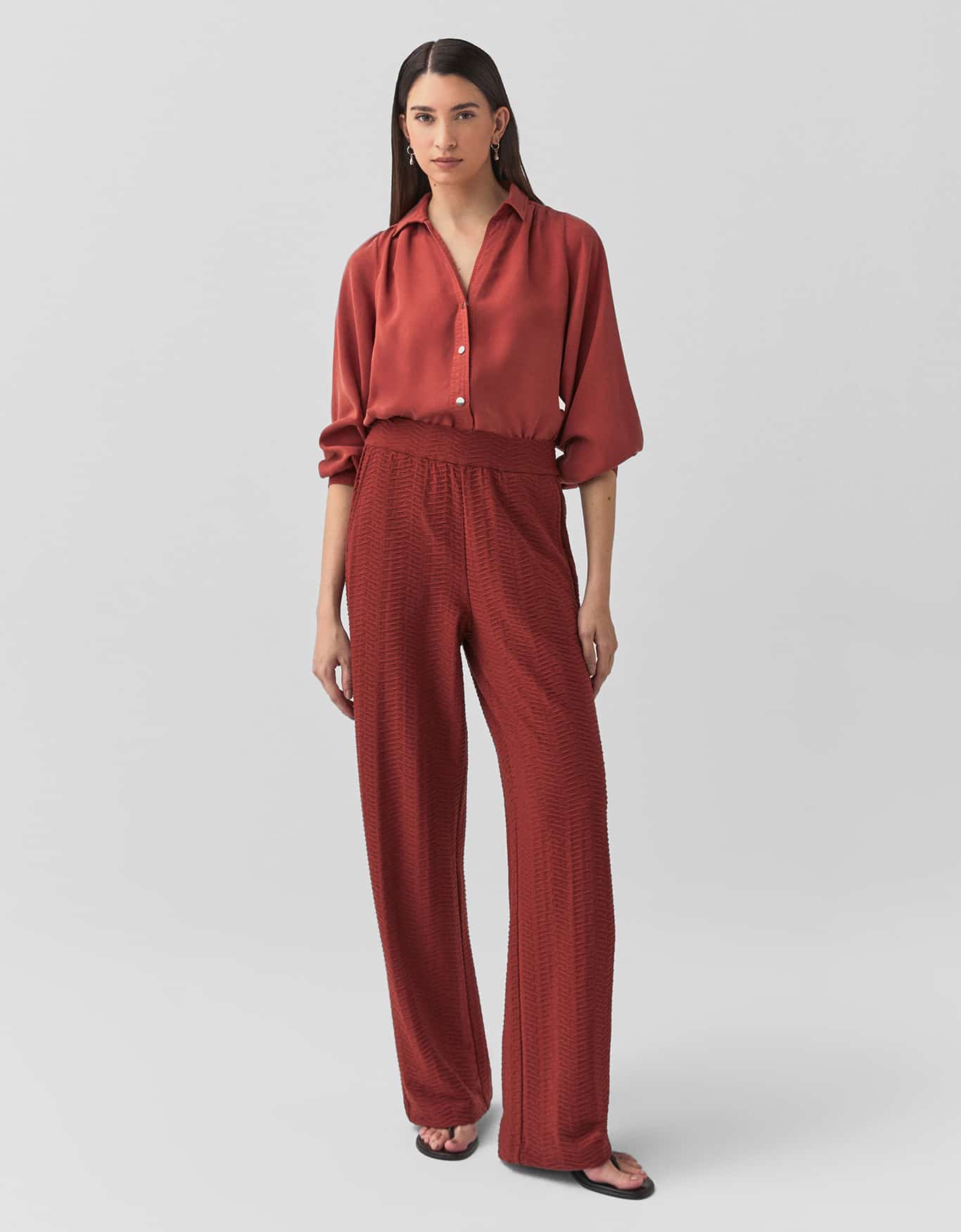 Calça Reta Malha Texturizada