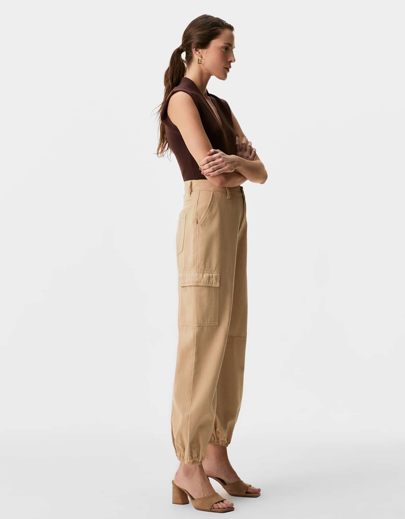 Calça Sarja Harem Bolsos