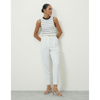 Calça Slim Alfaiatada Pregas Off White