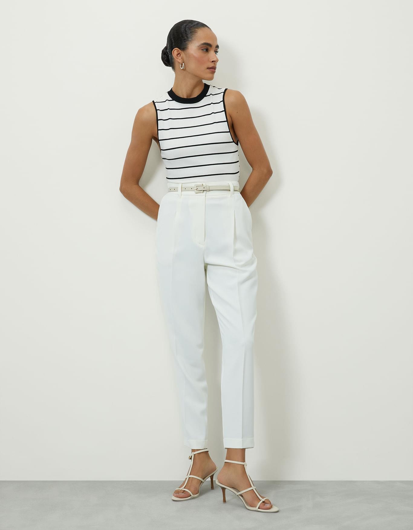 Calça Slim Alfaiatada Pregas Off White