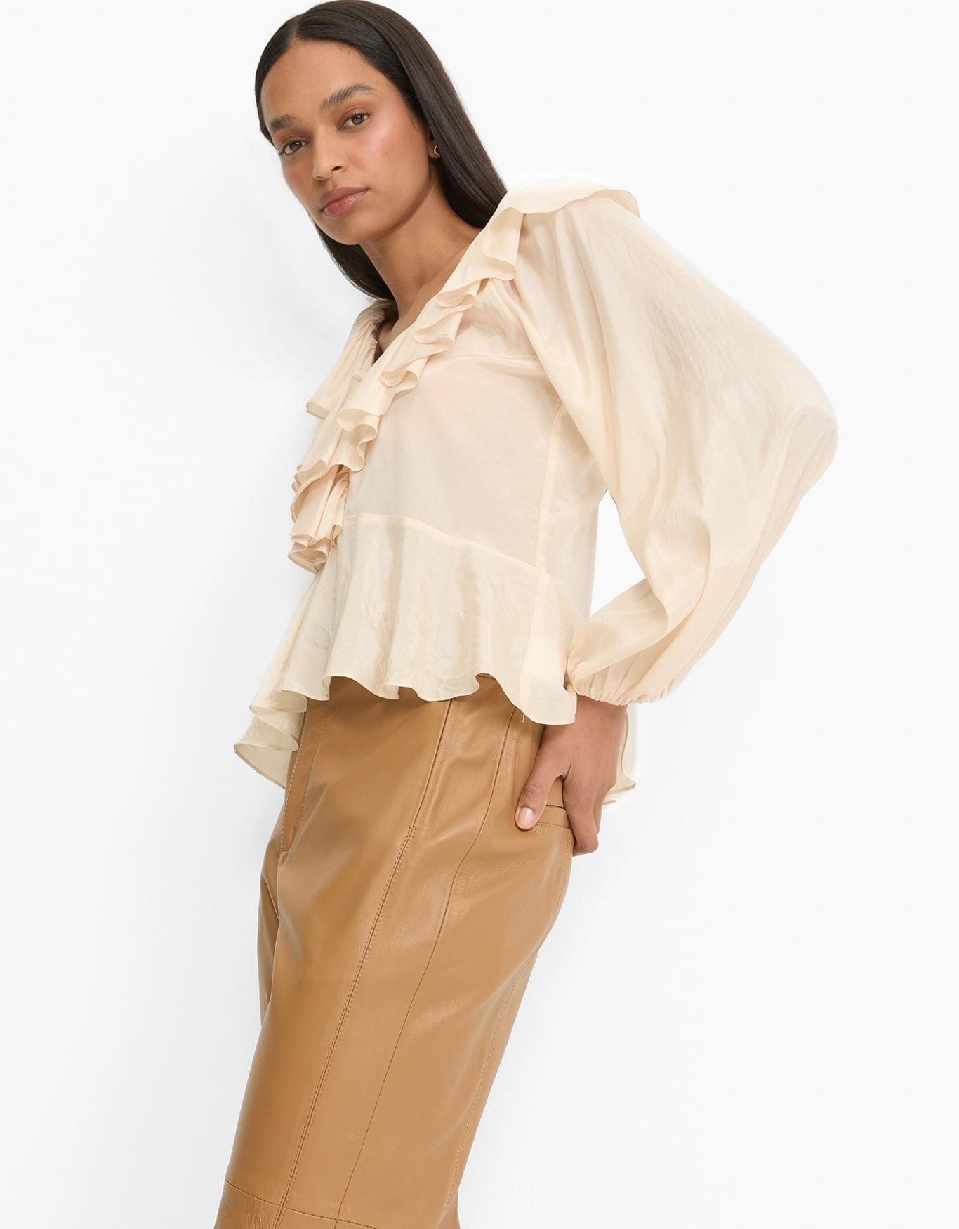 Calça Slim Couro
