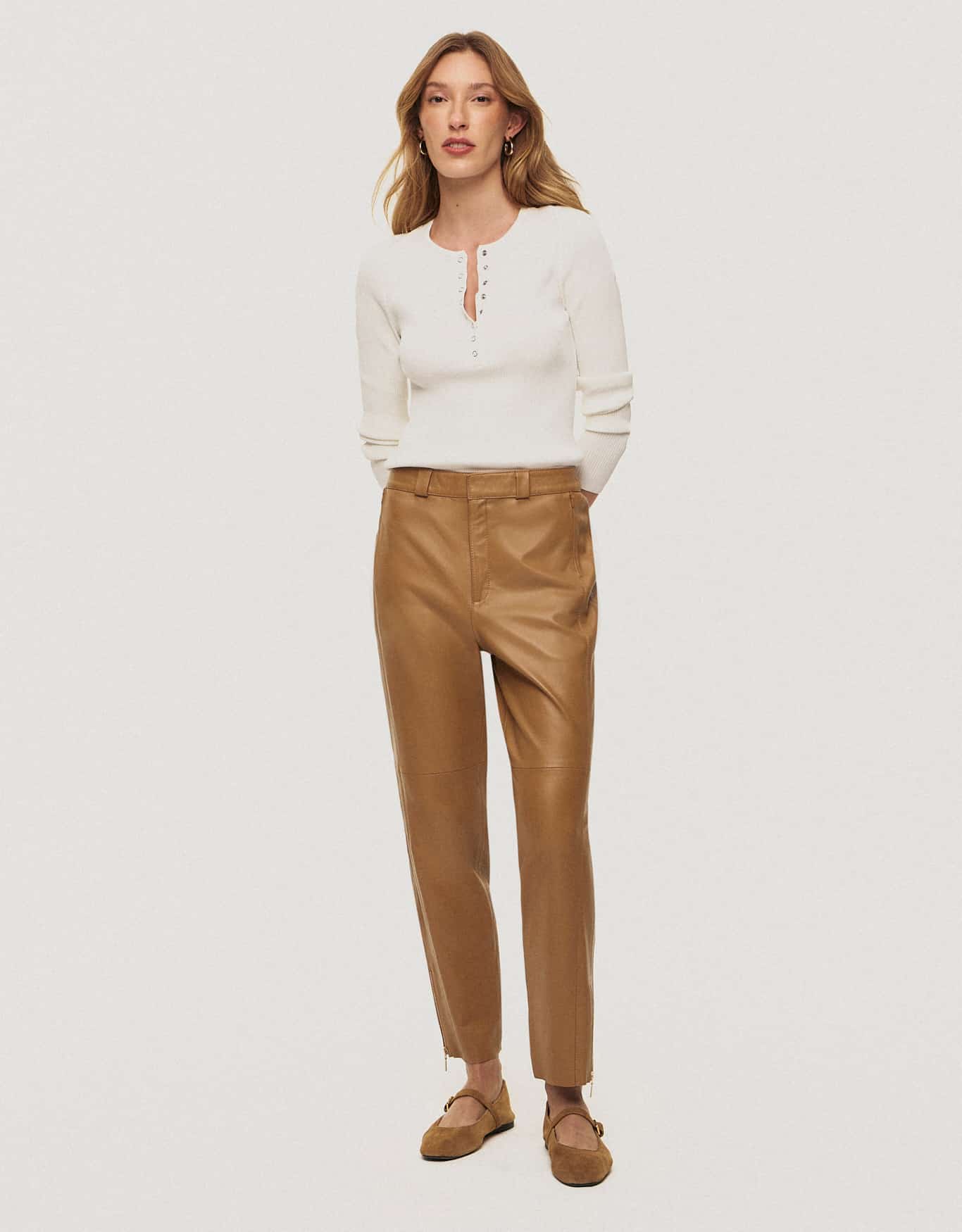Calça Slim Couro