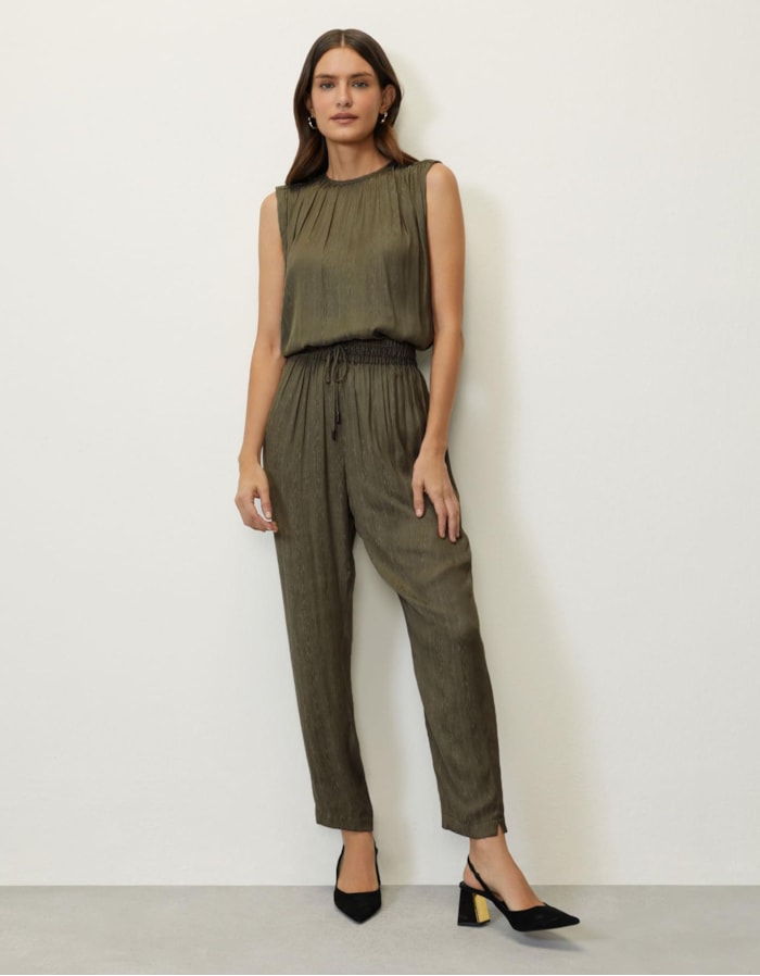 Calça Textura Acetinada Verde