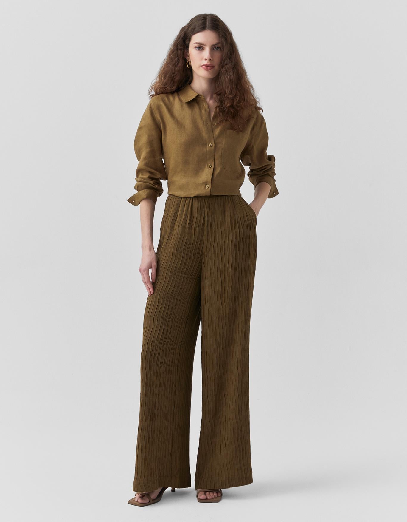 Calça Texturizada Pantalona