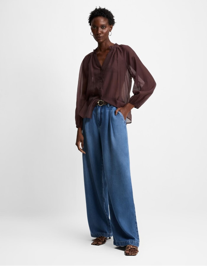 Calça Wide Com Prega