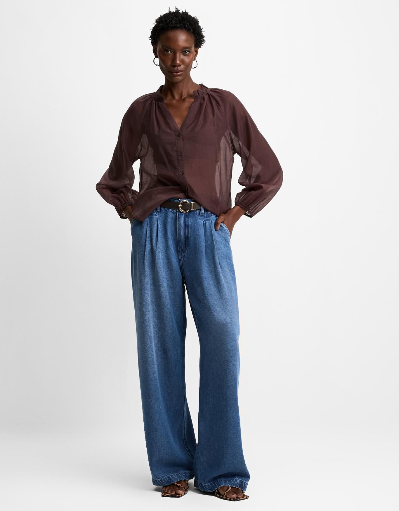 Calça Wide Com Prega