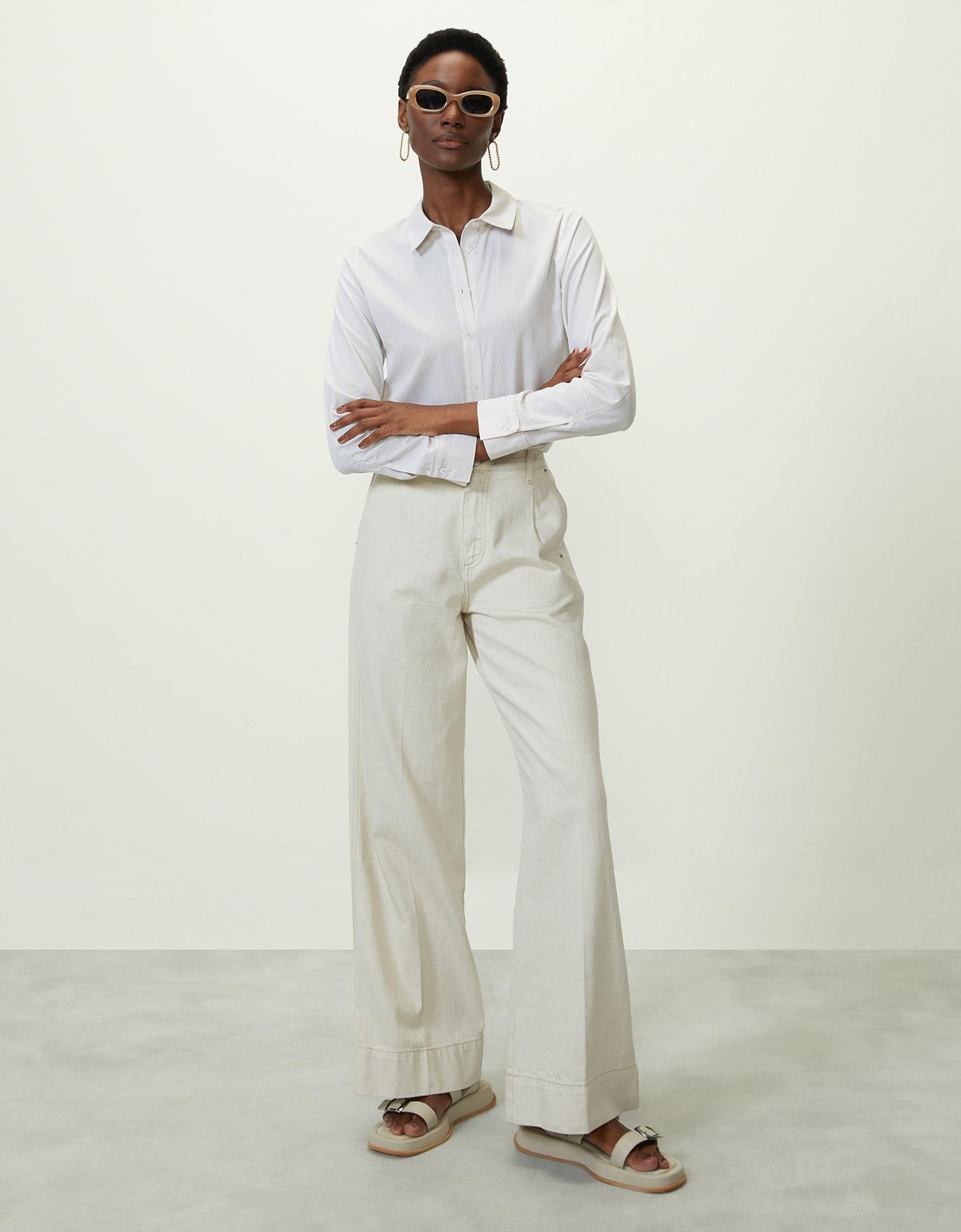Calça Wide Sarja