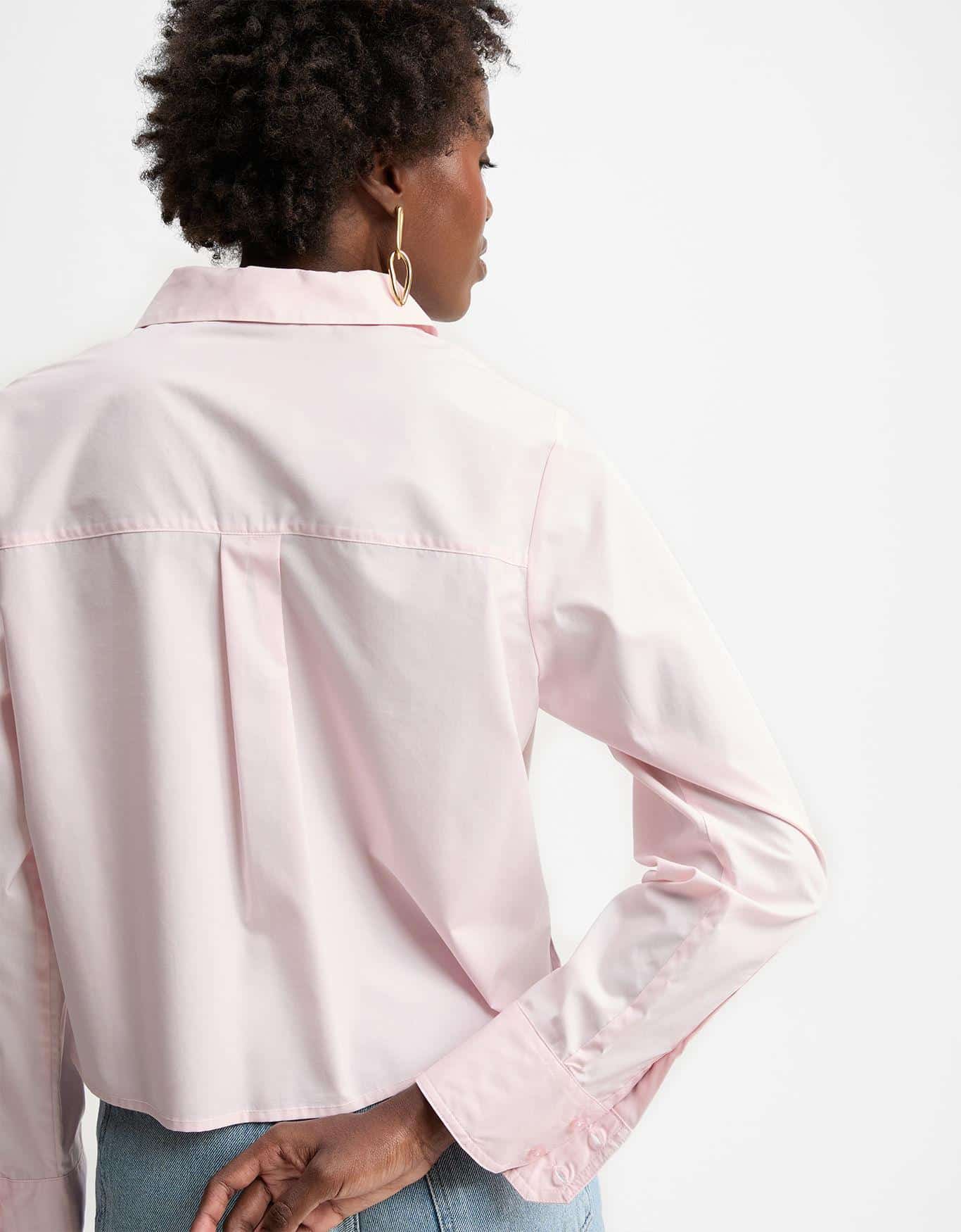 Camisa Cropped Rosa Claro