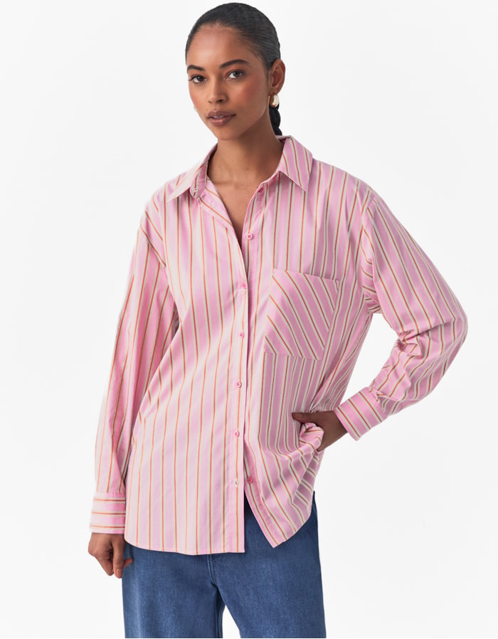 Shoulder — Camisa Fio Tinto Rosa