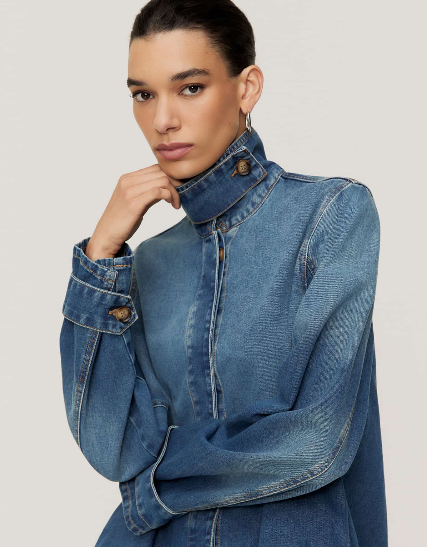 Camisa Jeans Botões Media