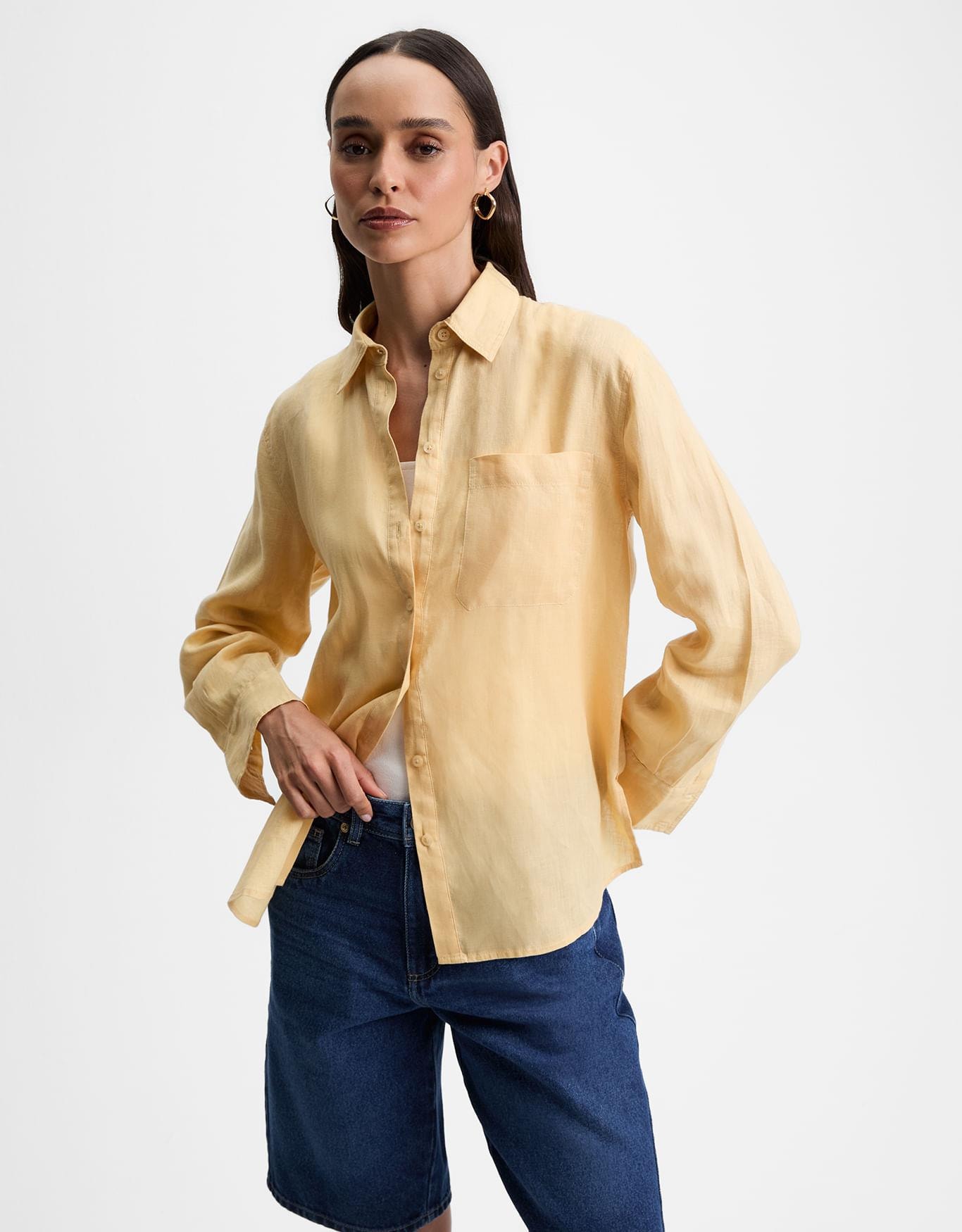 Camisa Linho Amarela