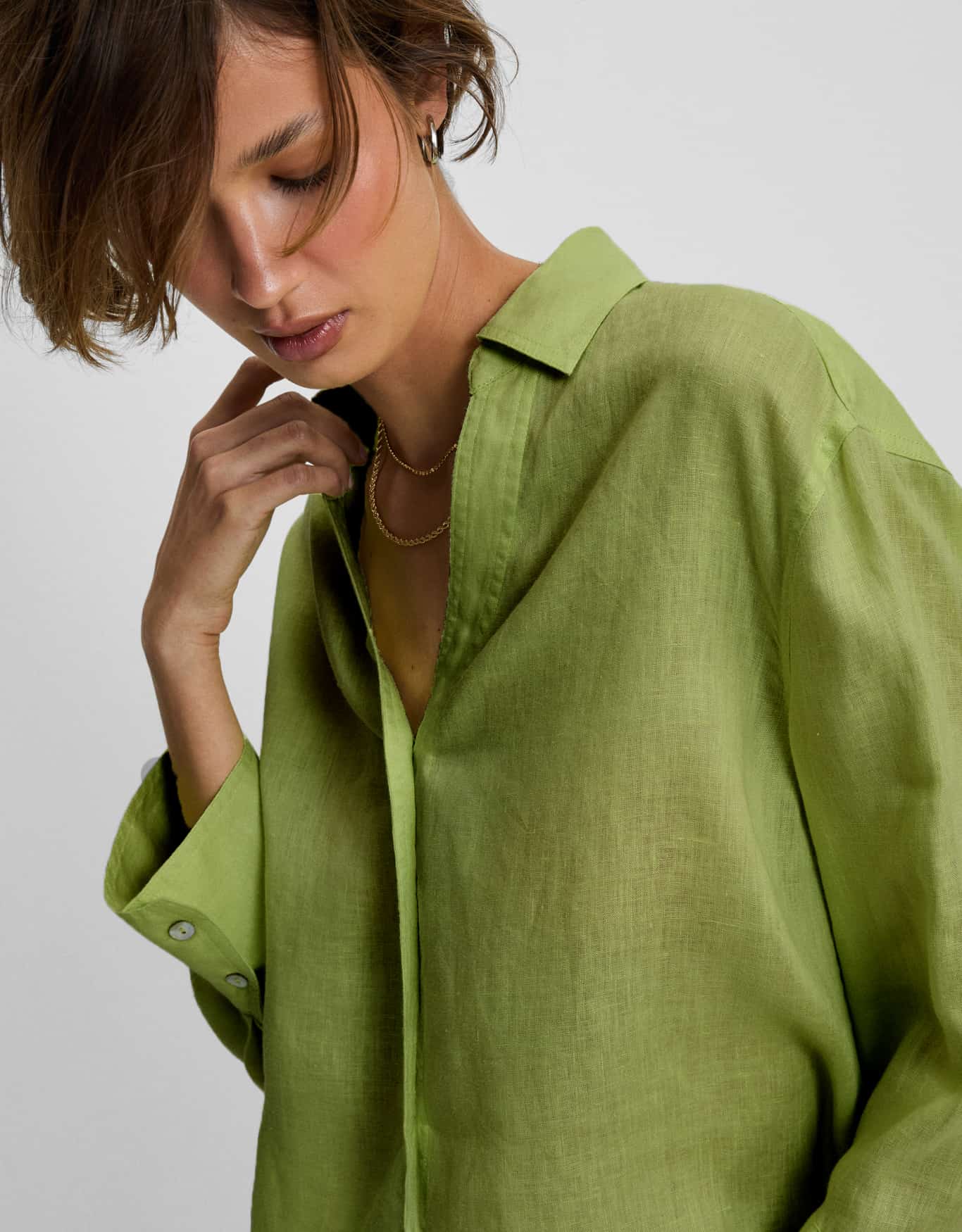 Camisa Linho Decote V