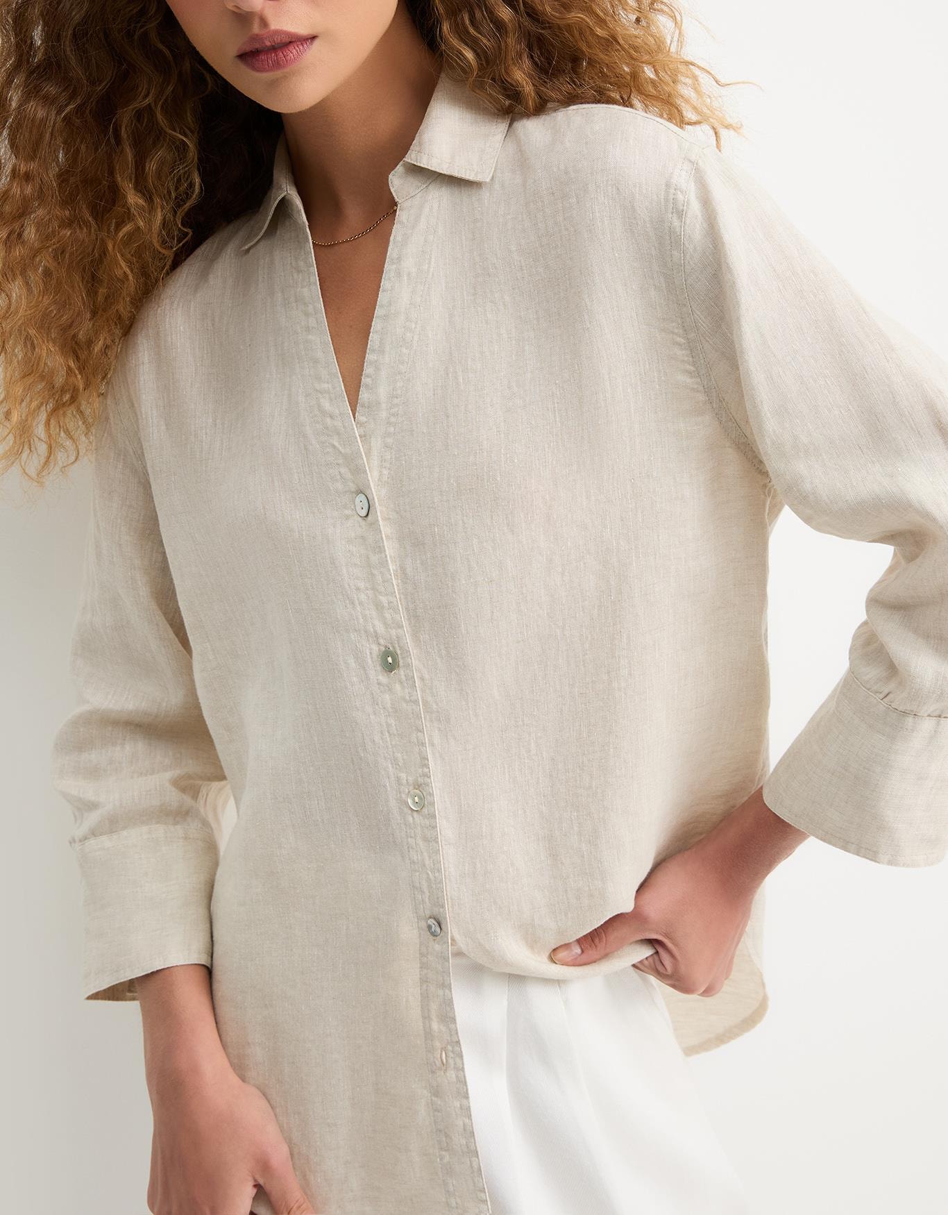 Camisa Linho Decote v